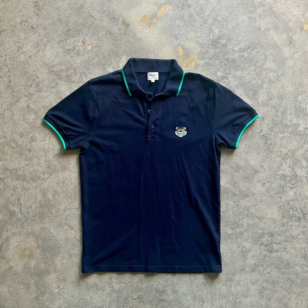 Kenzo Men's Navy and Green Polo-shirts